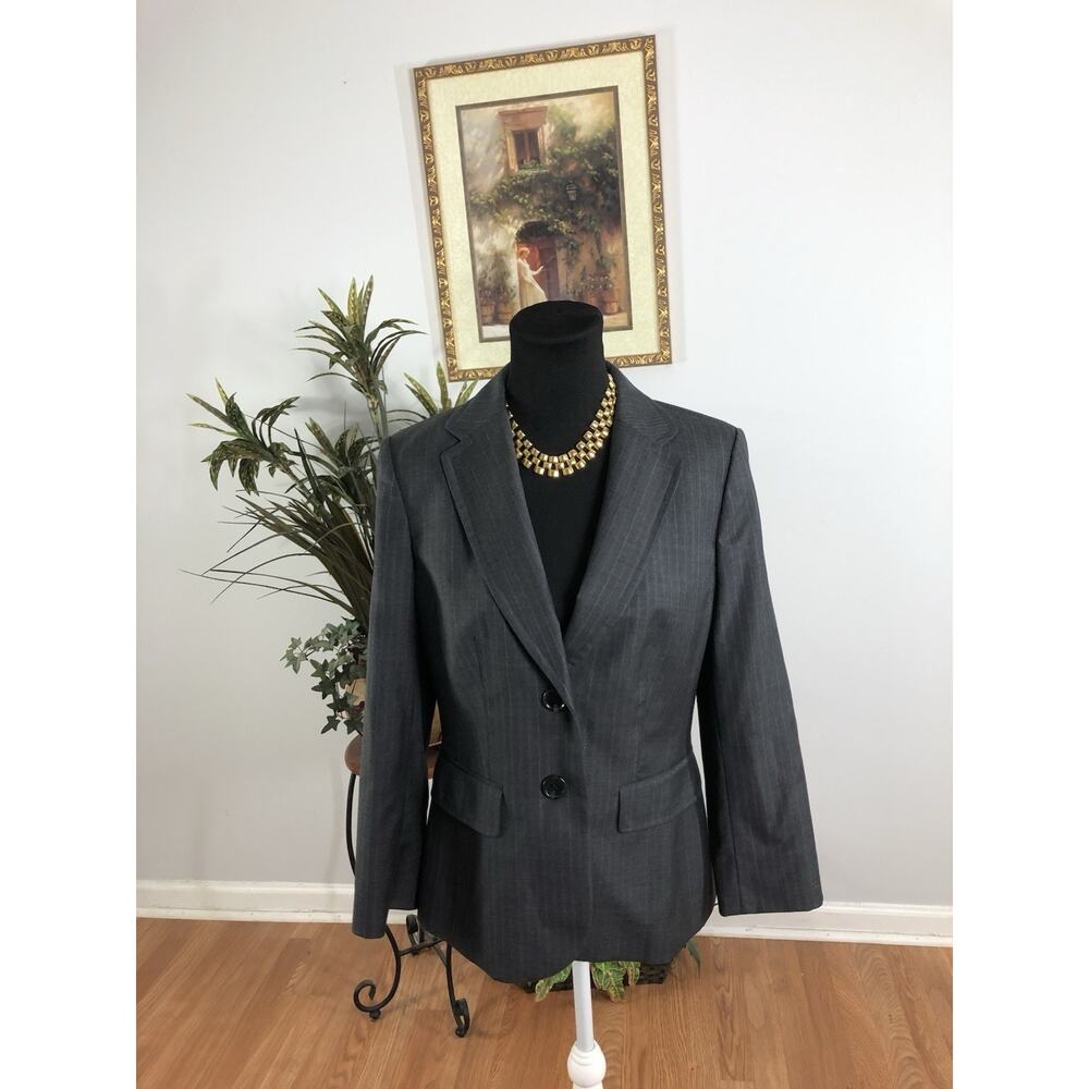 Ann Taylor Women Jacket 6 Long Sleeve Lapel Notch Blazer Gray Clueless Preppy